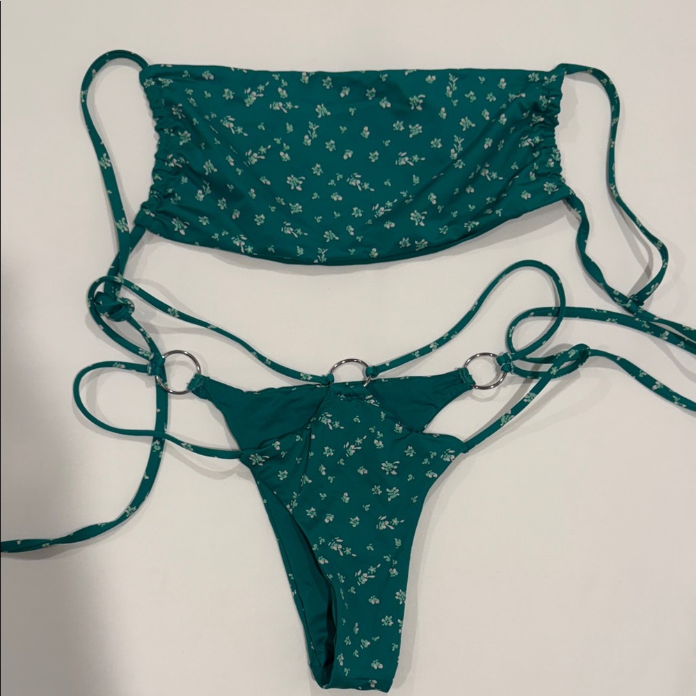 Frankie's Bikinis Teal Floral bikini
